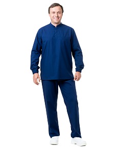 Блуза «Фудмейкер» с воротником-стойкой мужская/женская синяя